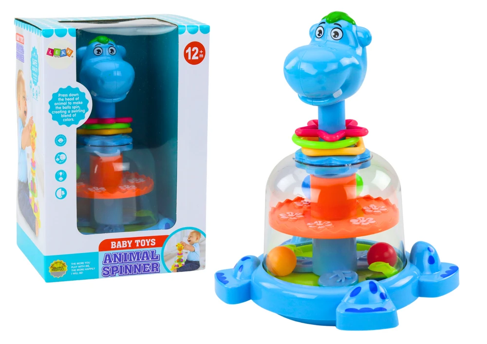 Lean Toys Žaislas vaikams „Hipopotamas“ su kamuoliukais, mėlynas
