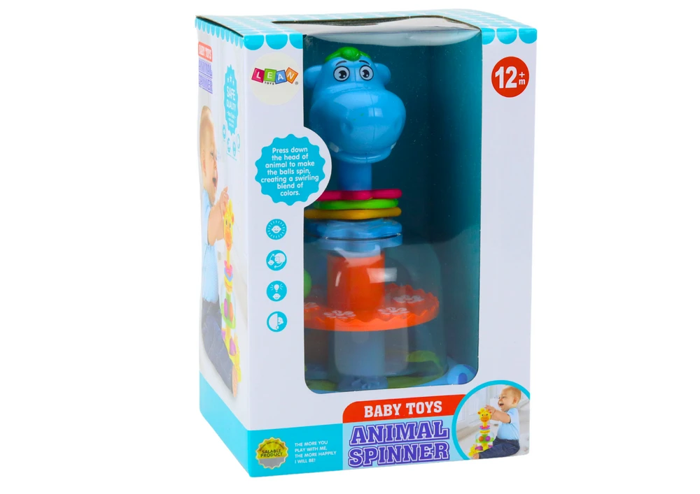 Lean Toys Žaislas vaikams „Hipopotamas“ su kamuoliukais, mėlynas