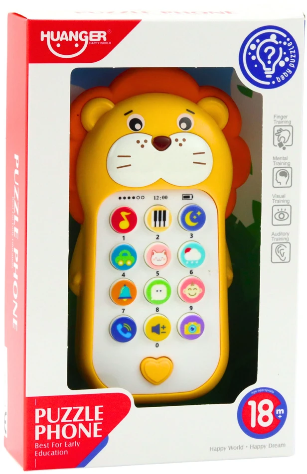 Interaktywny Interaktyvus žaislinis telefonas vaikams Liūtas 15x8.5 cm