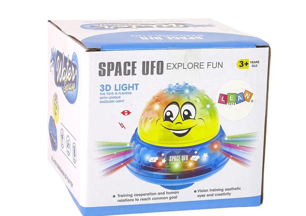 Maudynių žaislas Lean Toys NSO kamuolys su muzika ir šviesomis, 13 cm