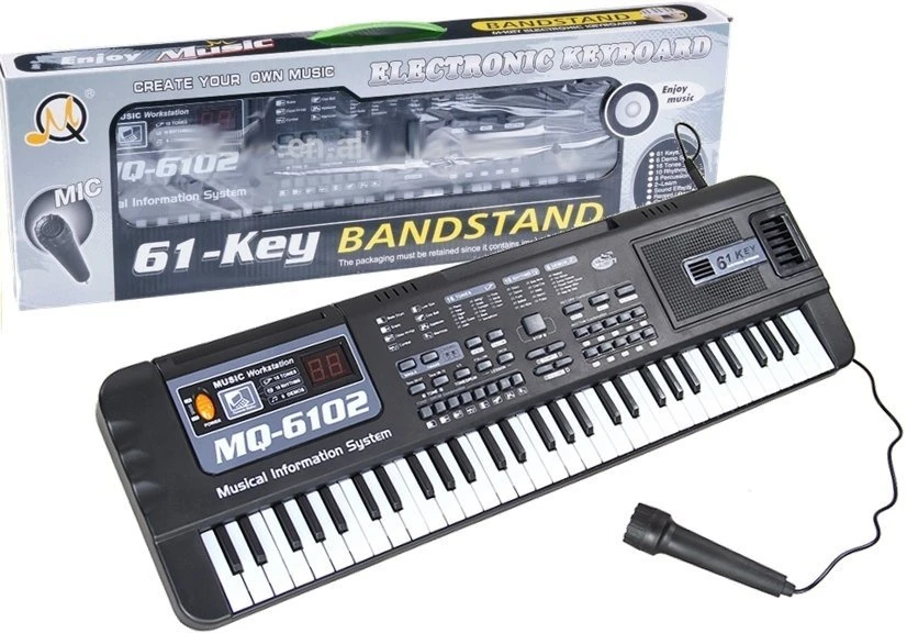 Keyboard Vaikiška klaviatūra Lean Toys MQ-6102 su mikrofonu, 61 klavišas
