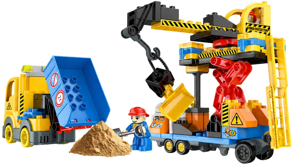 Lean Toys Konstruktorius su kranu ir savivarčiu, įvairiaspalvis, 91 dalių