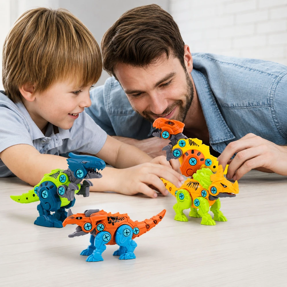Lean Toys Dinosaurų konstravimo rinkinys 4 vnt.