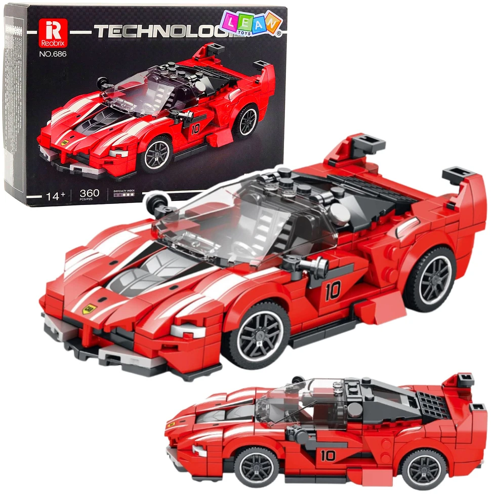 Lean Toys Konstruktorius FXX K Lenktyninis Automobilis 360 detalių