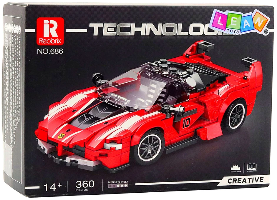 Lean Toys Konstruktorius FXX K Lenktyninis Automobilis 360 detalių