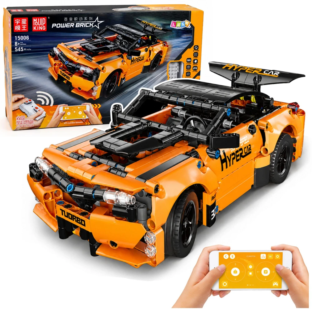 Lean Toys Nuotoliniu būdu valdomas konstruktorius oranžinis 545 vnt.