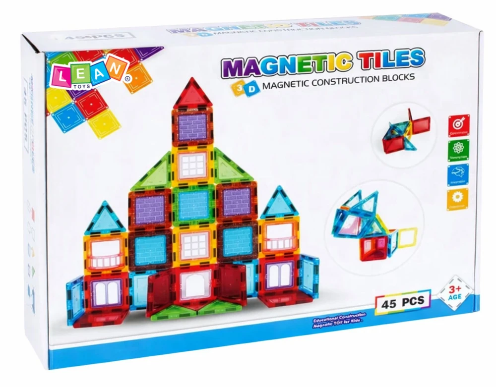 Klocki 3D Magnetiniai Blokai, 45 vnt.