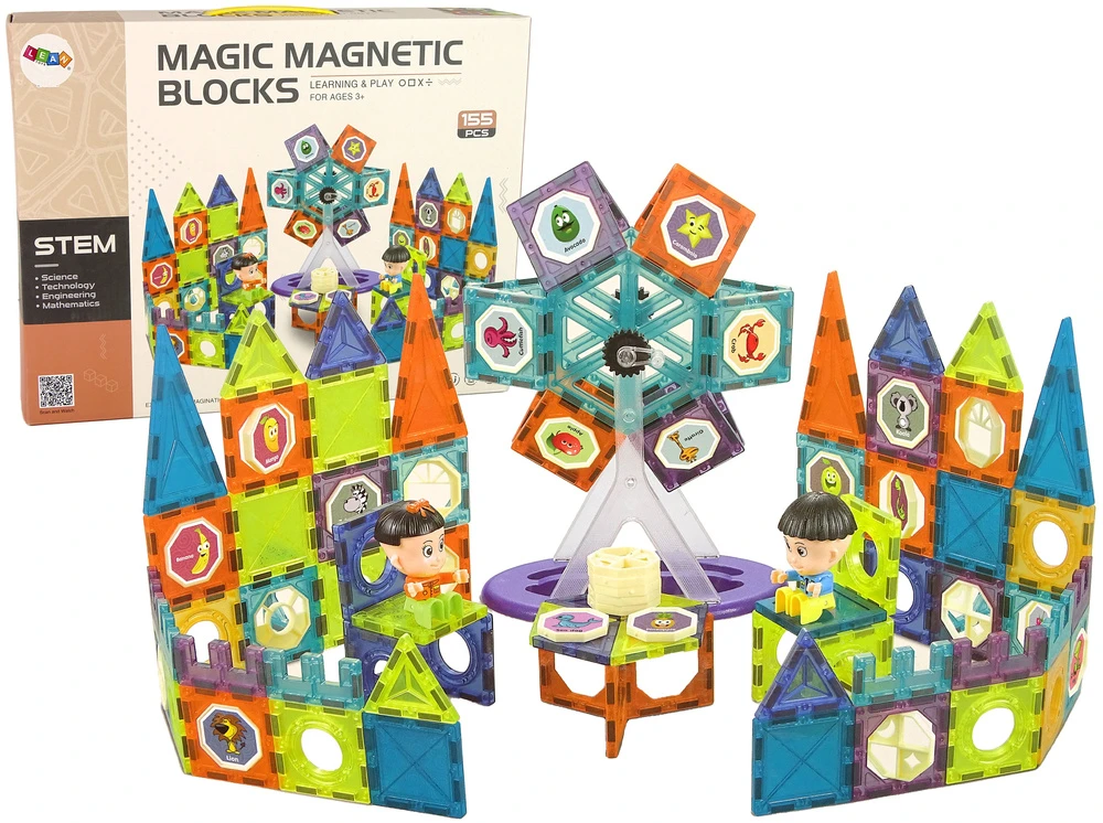 Klocki 3D magnetinis konstruktorius Lean Toys Ferris Wheel, 155 d.