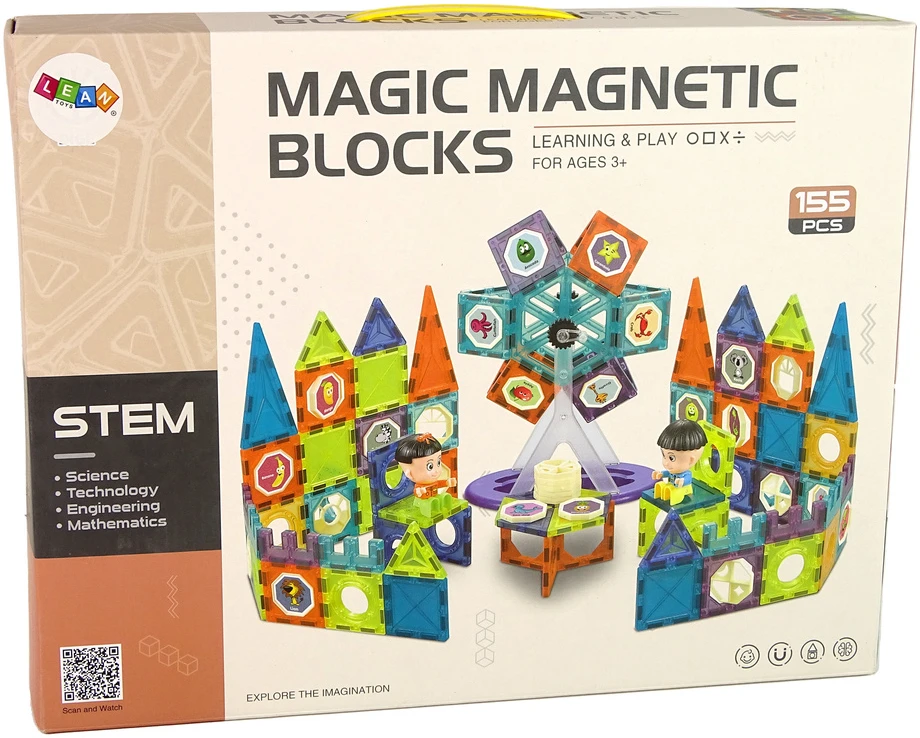 Klocki 3D magnetinis konstruktorius Lean Toys Ferris Wheel, 155 d.