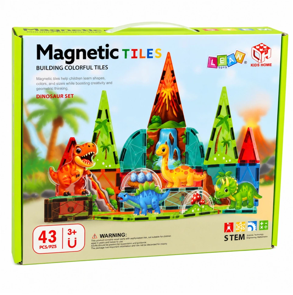 Lean Toys Magnetinės kaladėlės 43 vnt.