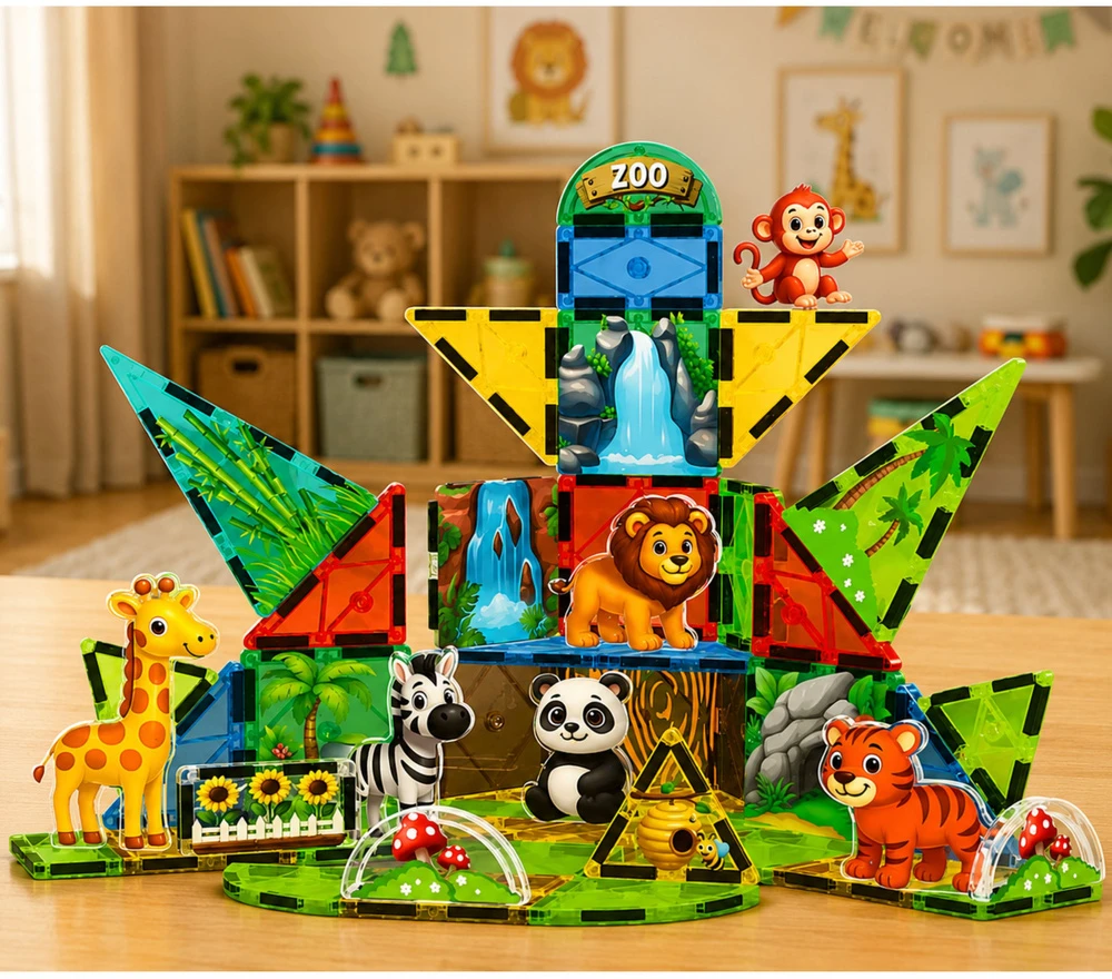 Lean Toys Magnetinės kaladėlės 52 vnt.