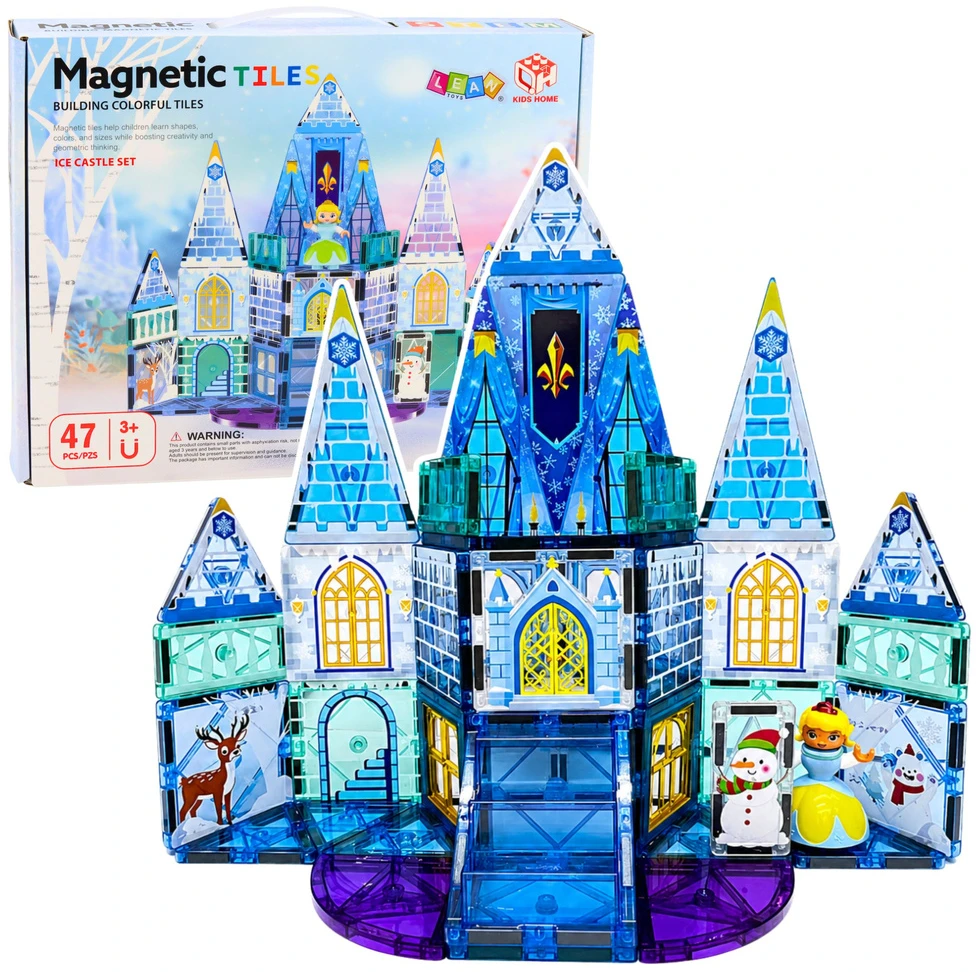 Lean Toys Magnetinis konstruktorius Ledo pilis, 47 dalių