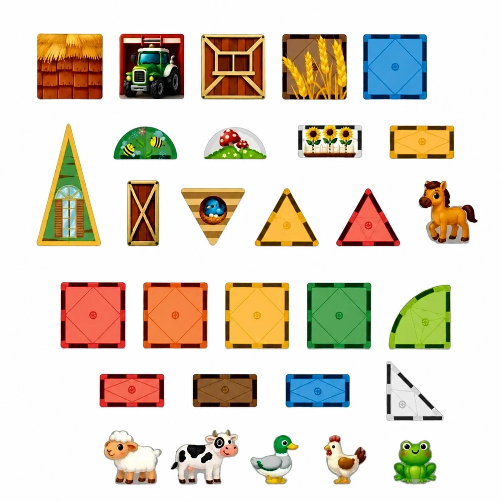 Lean Toys Magnetinės kaladėlės 54 vnt.