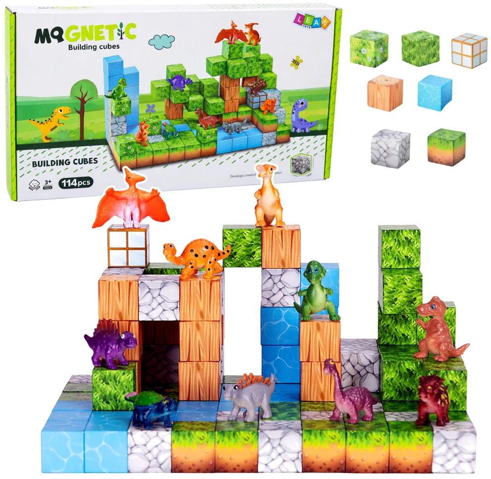 Lean Toys Magnetiniai konstruktoriaus kubeliai 114 vnt.
