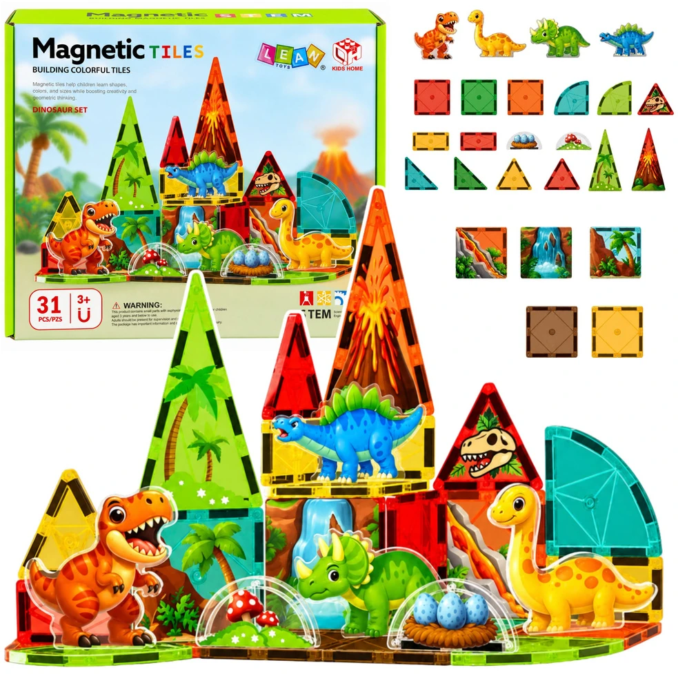 Lean Toys Magnetiniai blokeliai spalvoti 31 vnt.