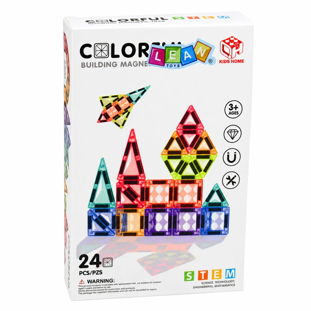 Lean Toys Magnetinės plokštelės spalvotos 24 vnt.