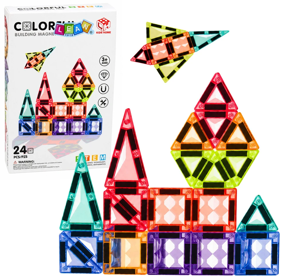 Lean Toys Magnetinės plokštelės spalvotos 24 vnt.