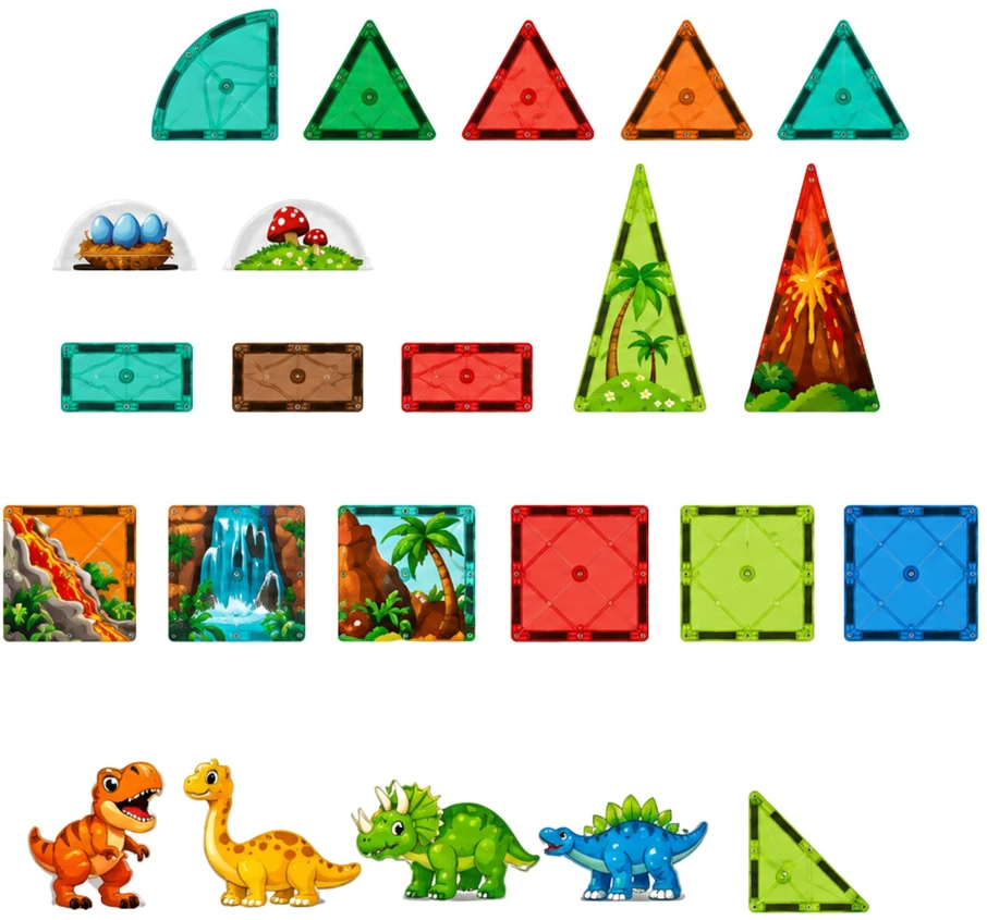 Lean Toys Magnetinės kaladėlės 43 vnt.