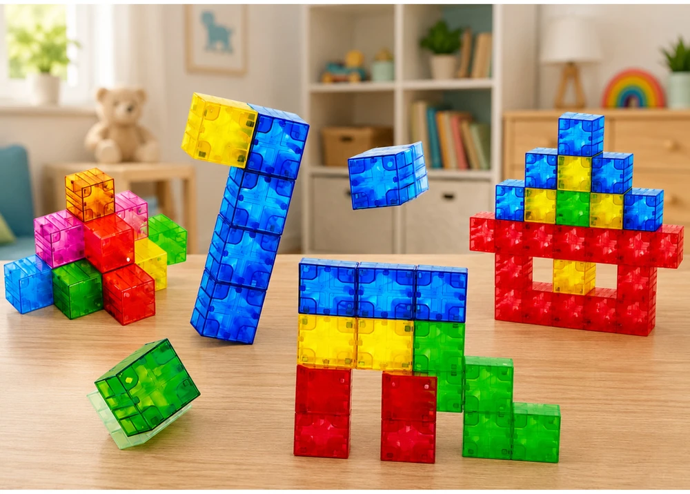 Lean Toys Magnetinės konstravimo kaladėlės, kubo formos, įvairiaspalvės, 160 vnt.