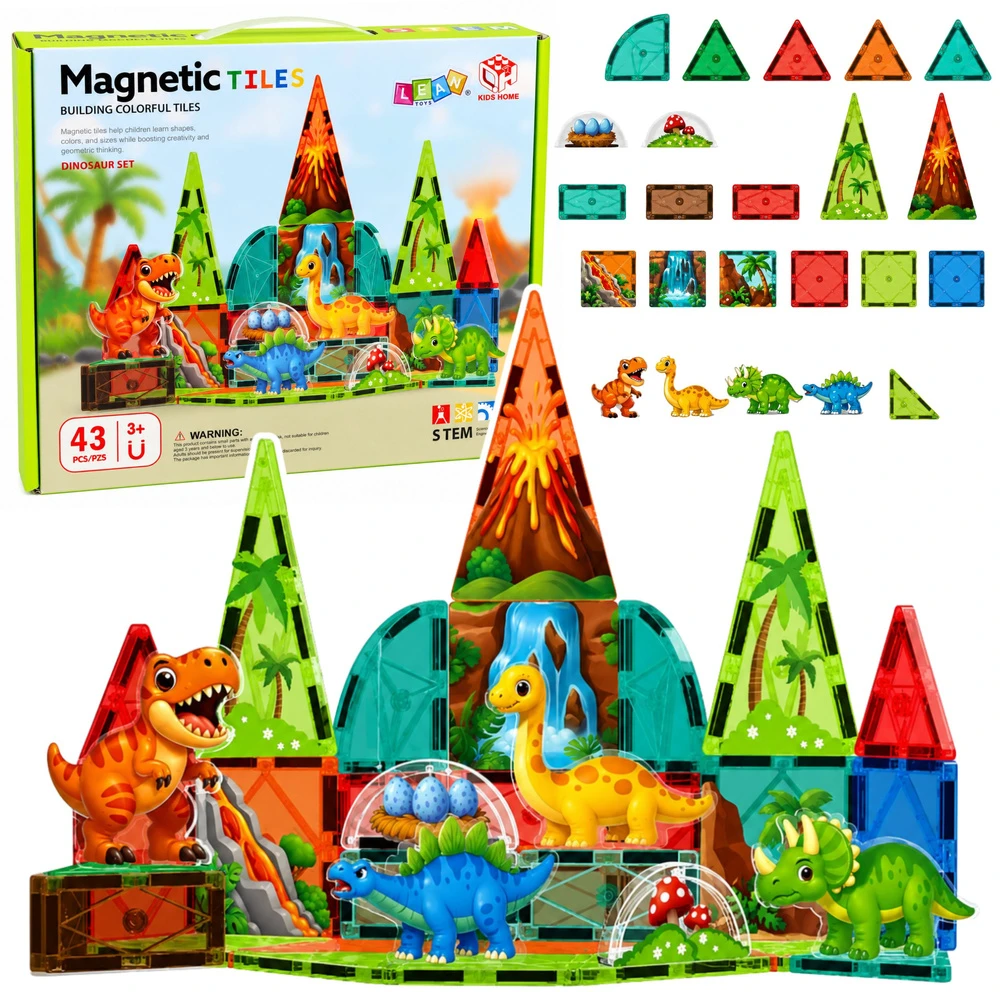 Lean Toys Magnetinės kaladėlės 43 vnt.
