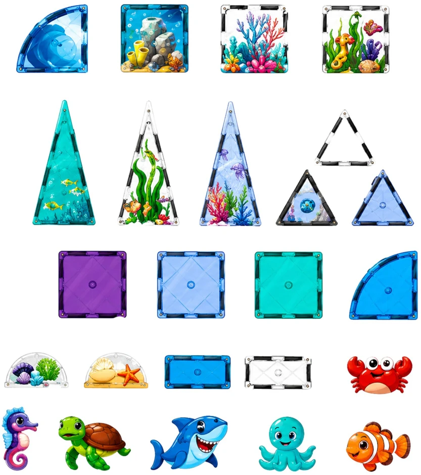 Lean Toys Magnetinės plytelės 40 vnt.