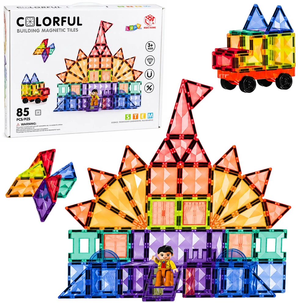 Lean Toys Magnetiniai blokeliai 85 vnt.