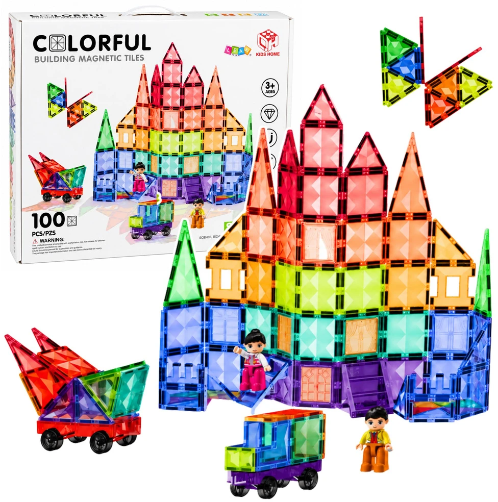 Lean Toys Magnetinės kaladėlės 100 vnt.