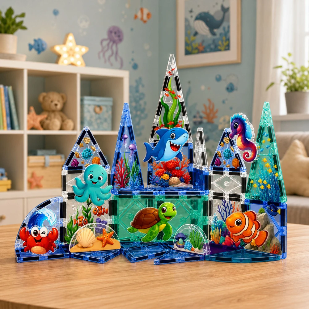 Lean Toys Magnetinės plytelės 40 vnt.