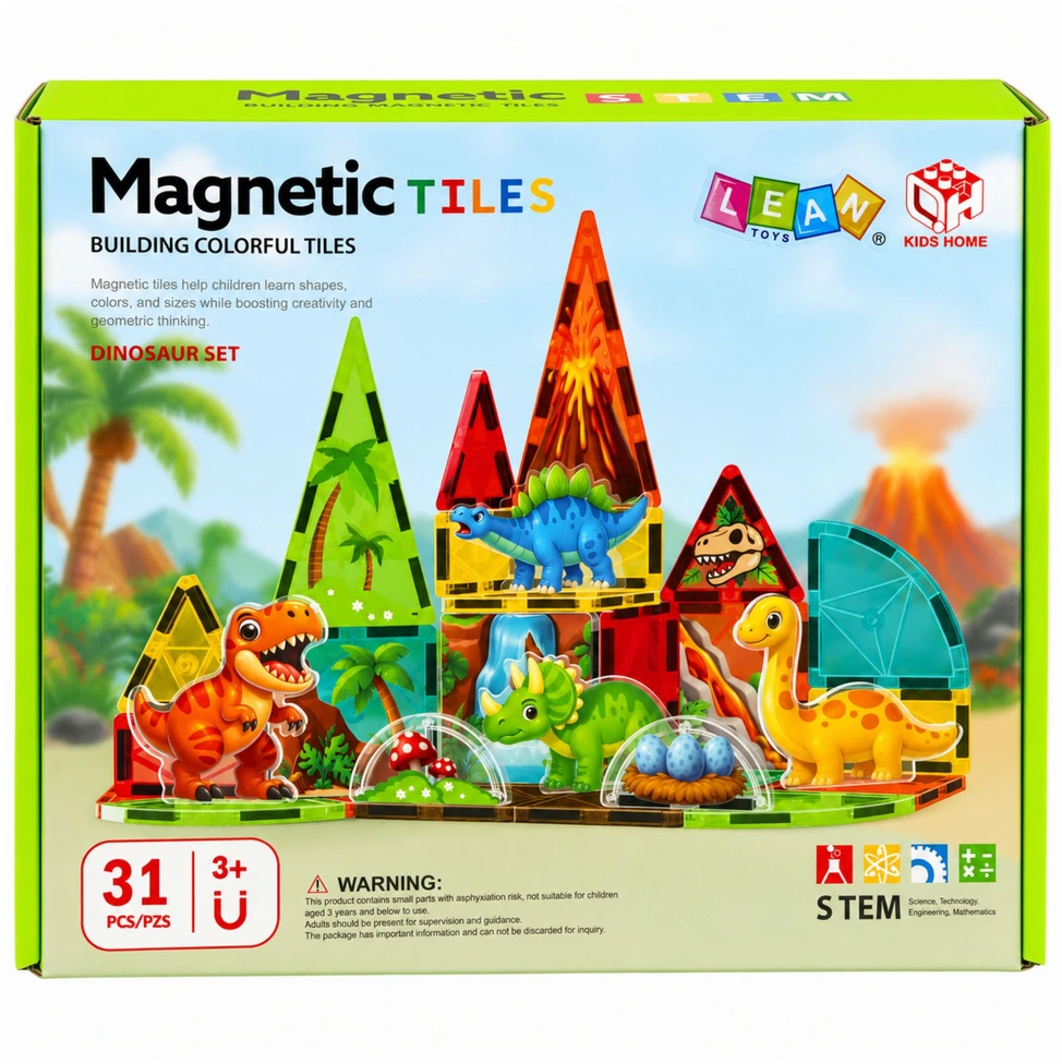 Lean Toys Magnetiniai blokeliai spalvoti 31 vnt.