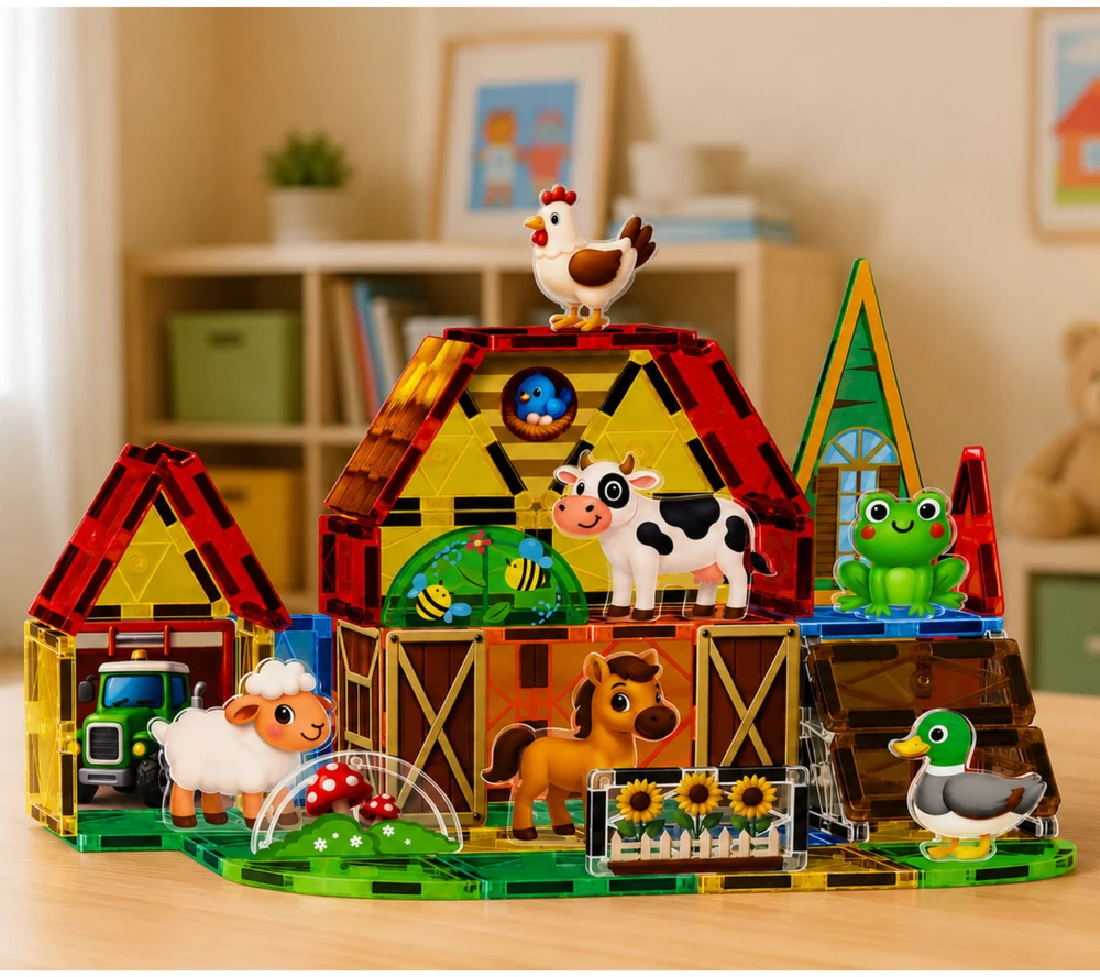 Lean Toys Magnetinės kaladėlės 54 vnt.