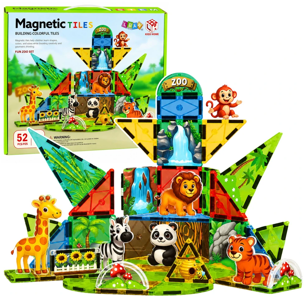 Lean Toys Magnetinės kaladėlės 52 vnt.