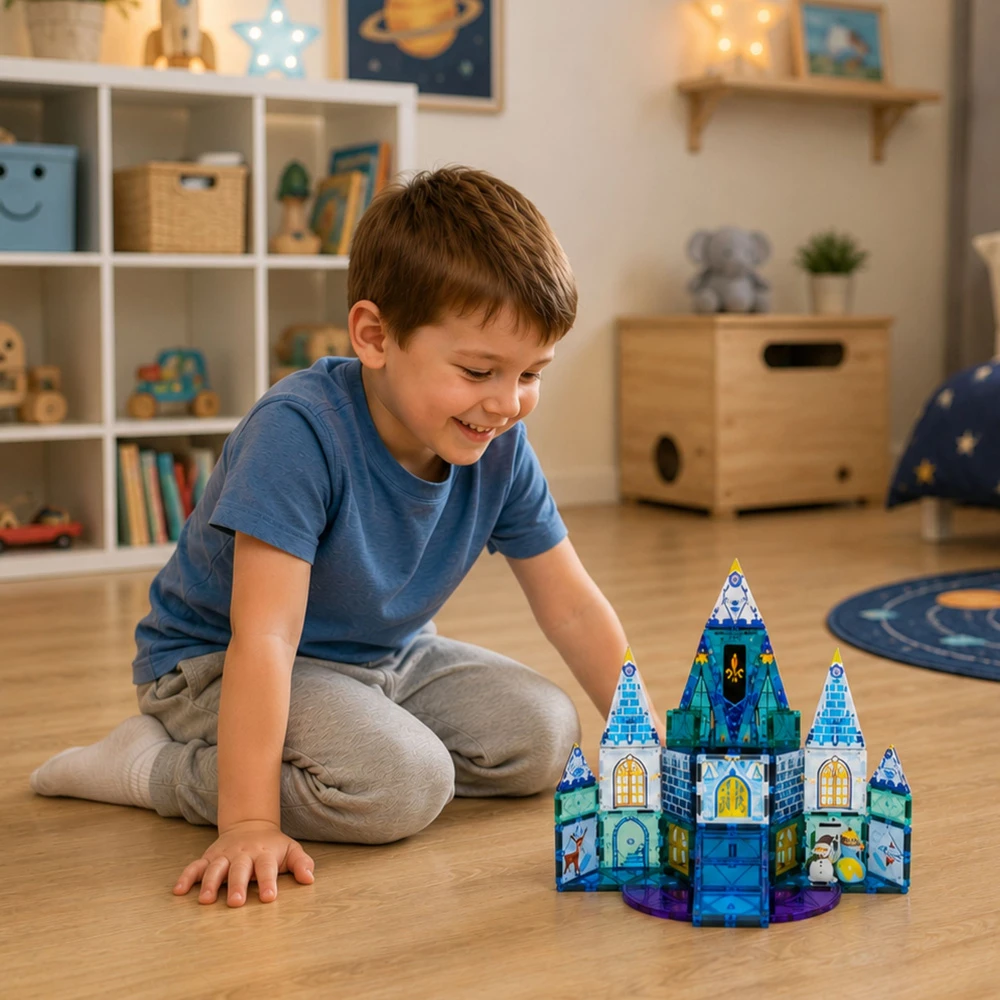 Lean Toys Magnetinis konstruktorius Ledo pilis, 47 dalių