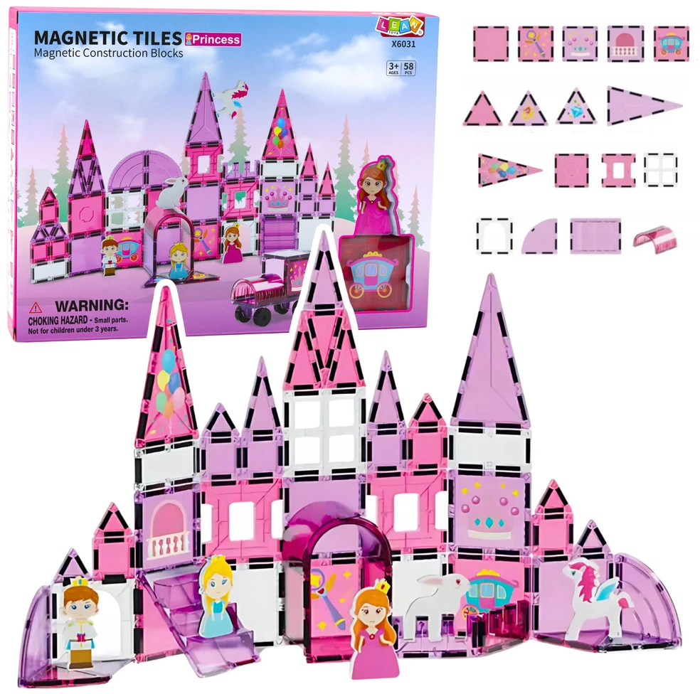Lean Toys Magnetinis konstruktorius mergaitėms, 58 vnt.