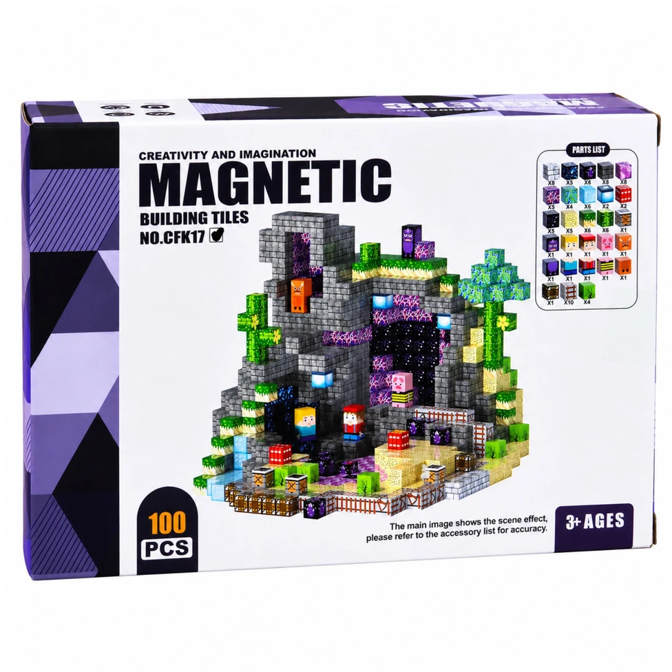 Lean Toys Magnetinės kaladėlės kubeliai, 100 vnt.