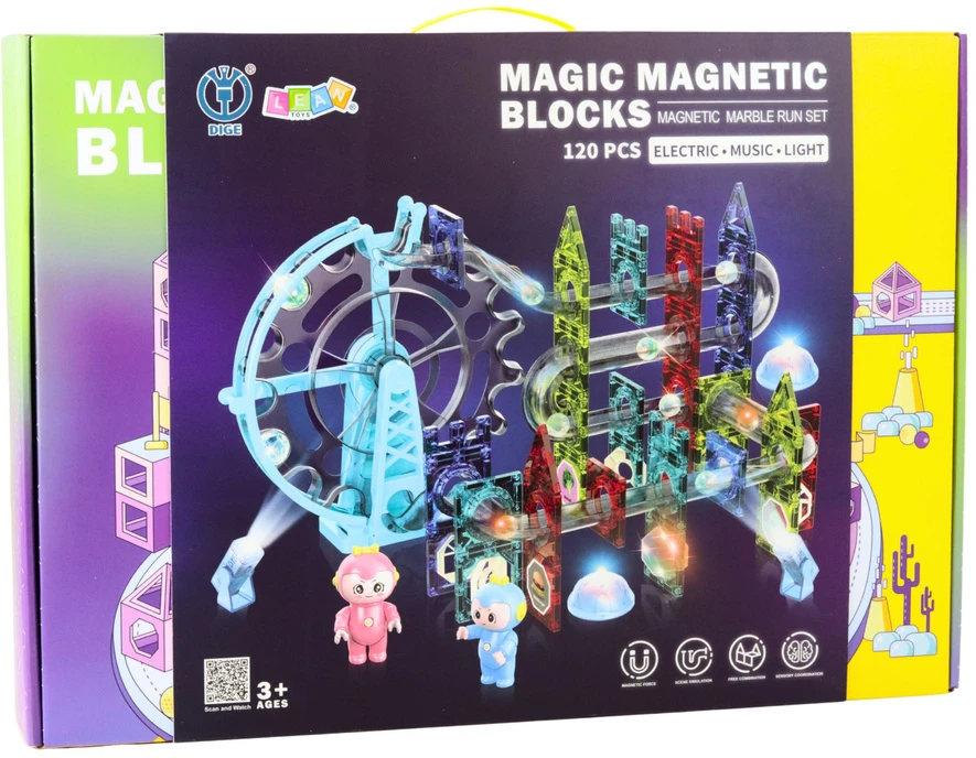 Klocki Magnetinė kamuoliukų trasa su apžvalgos ratu, 120 dalių