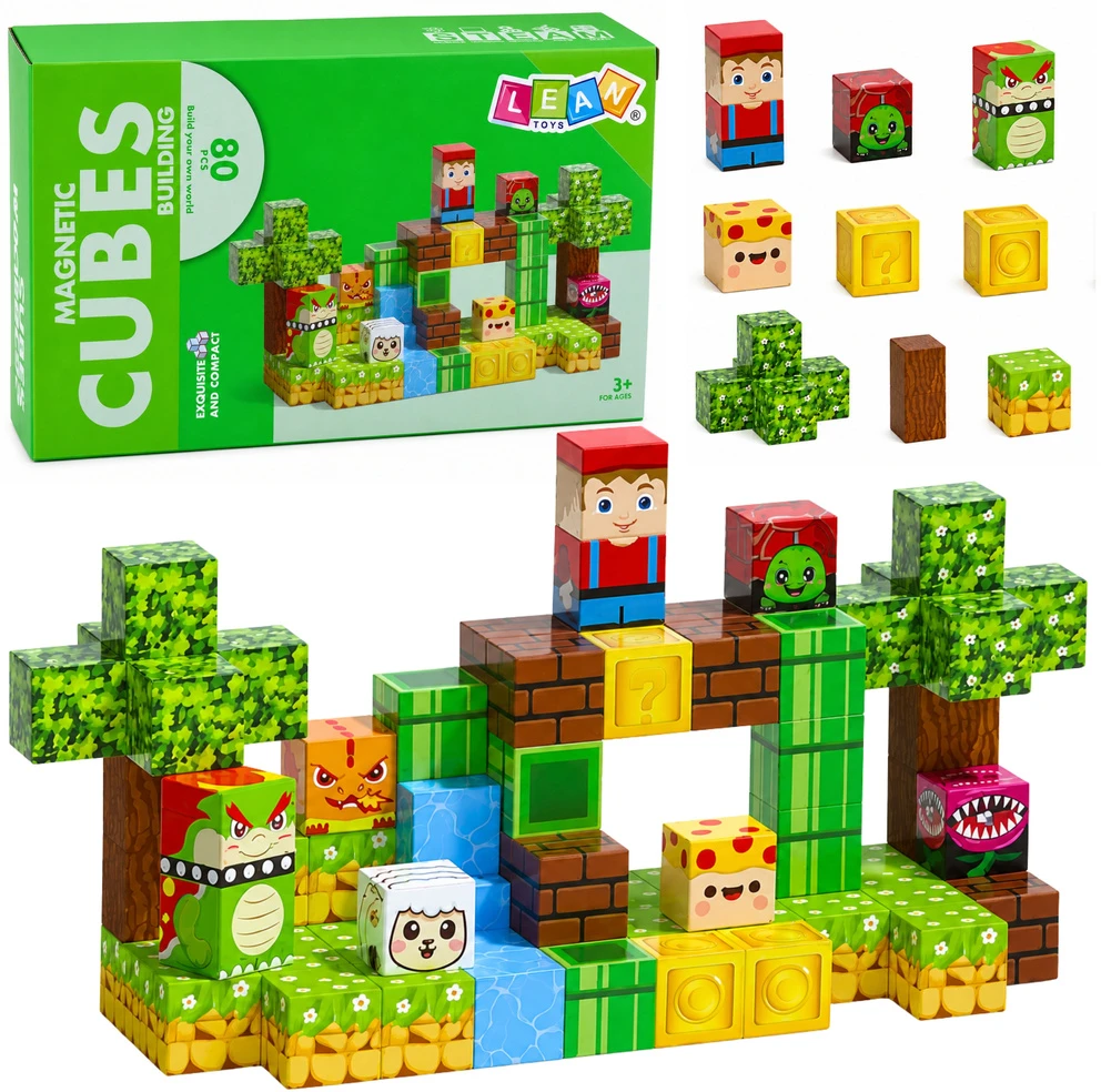 Lean Toys Magnetinis konstruktorius „Pixel World“, 80 vnt.