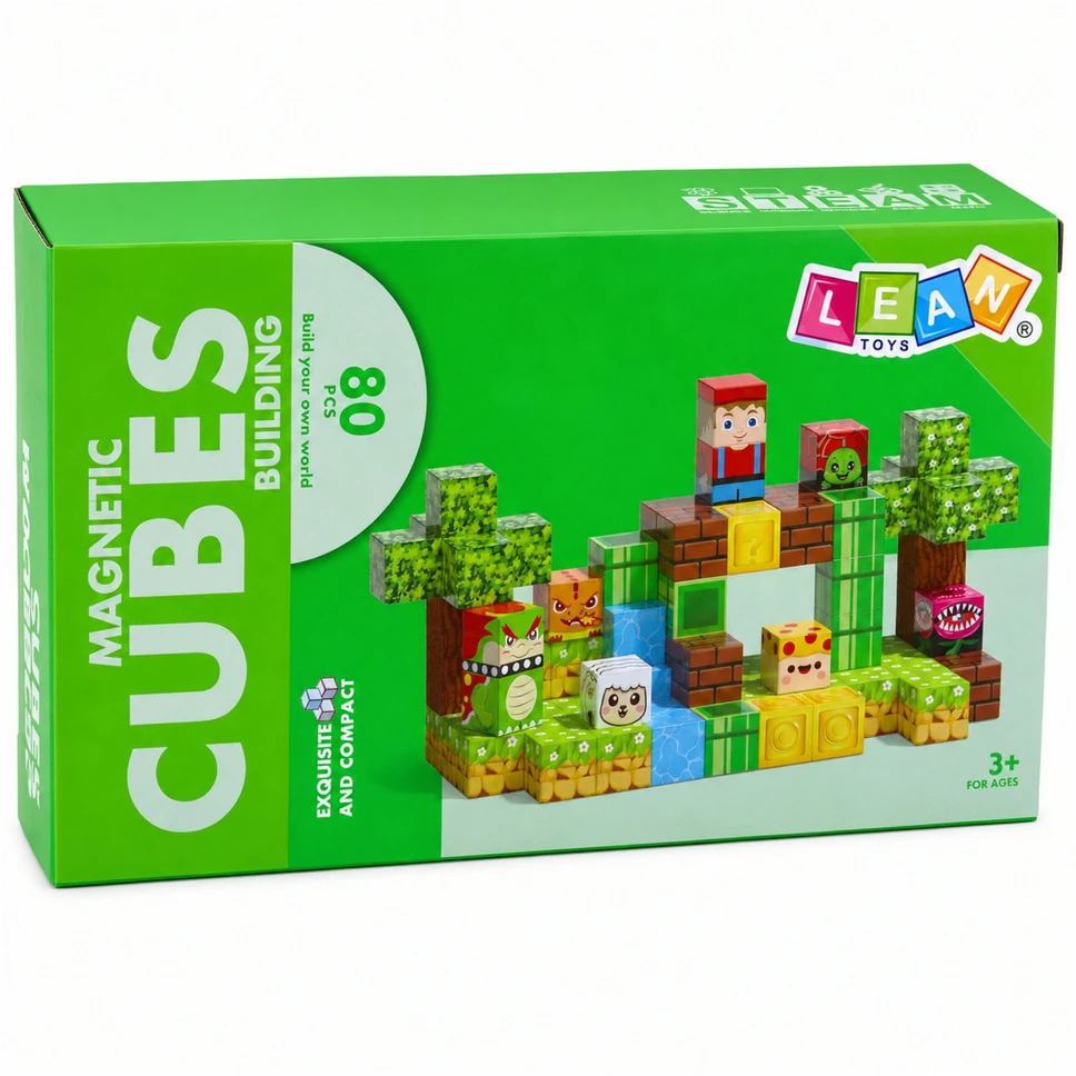 Lean Toys Magnetinis konstruktorius „Pixel World“, 80 vnt.