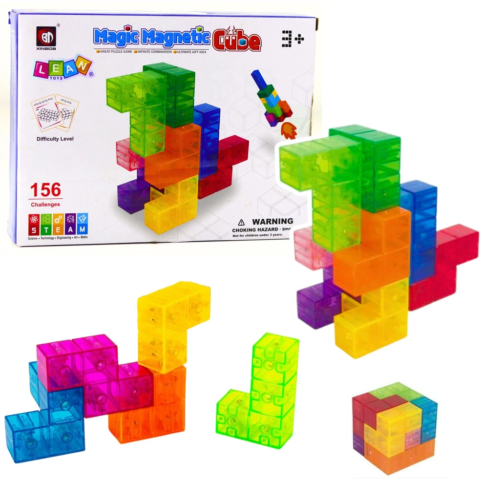 Lean Toys Magnetinės kaladėlės - kūrybiniai kubeliai, 9 vnt.