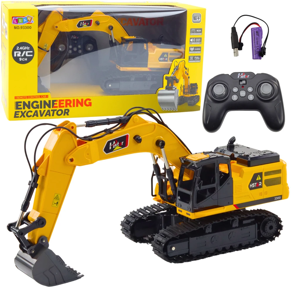 Lean Toys Nuotoliniu būdu valdomas RC ekskavatorius 9CH 2.4G