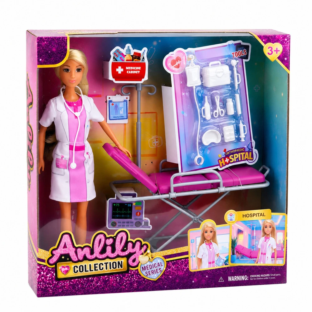 Lalka Lėlė Anlily Doctor (balta, rožinė)