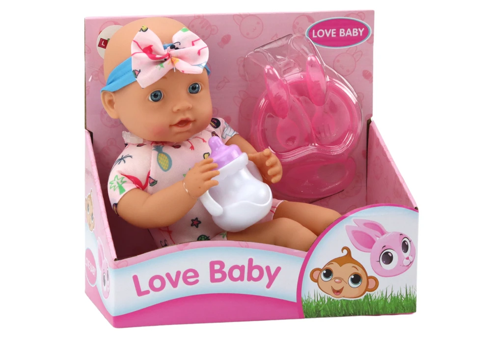 Lalka Lėlė rožine apranga su priedais Lean Toys Love Baby