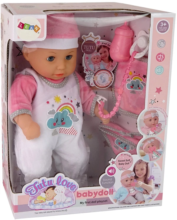 Lean Toys Lėlė kūdikis su rožine suknele