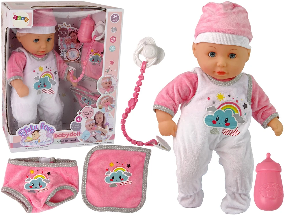Lean Toys Lėlė kūdikis su rožine suknele