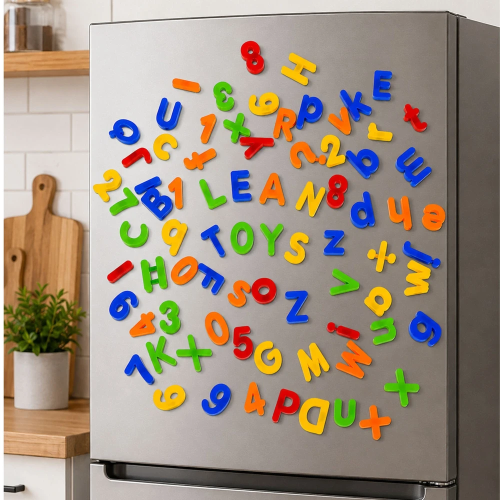Lean Toys Magnetinės raidės ir skaičiai iš 78 elementų