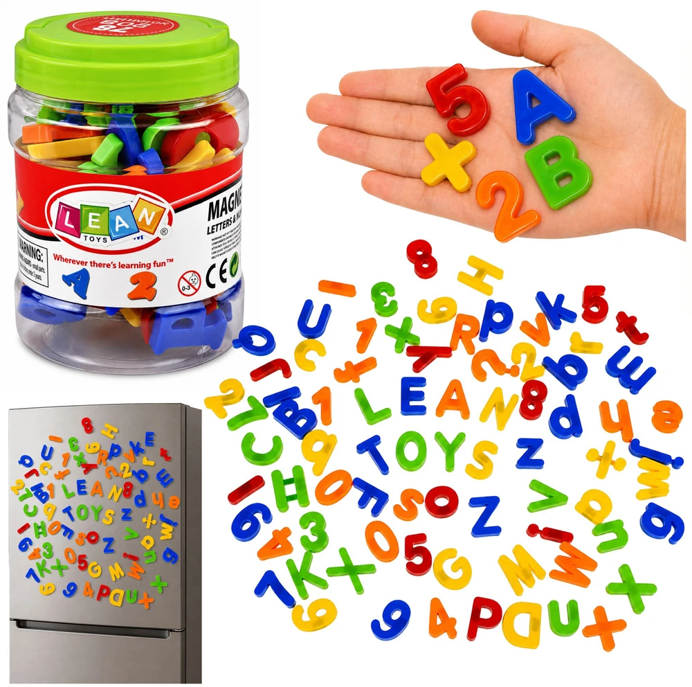 Lean Toys Magnetinės raidės ir skaičiai iš 78 elementų