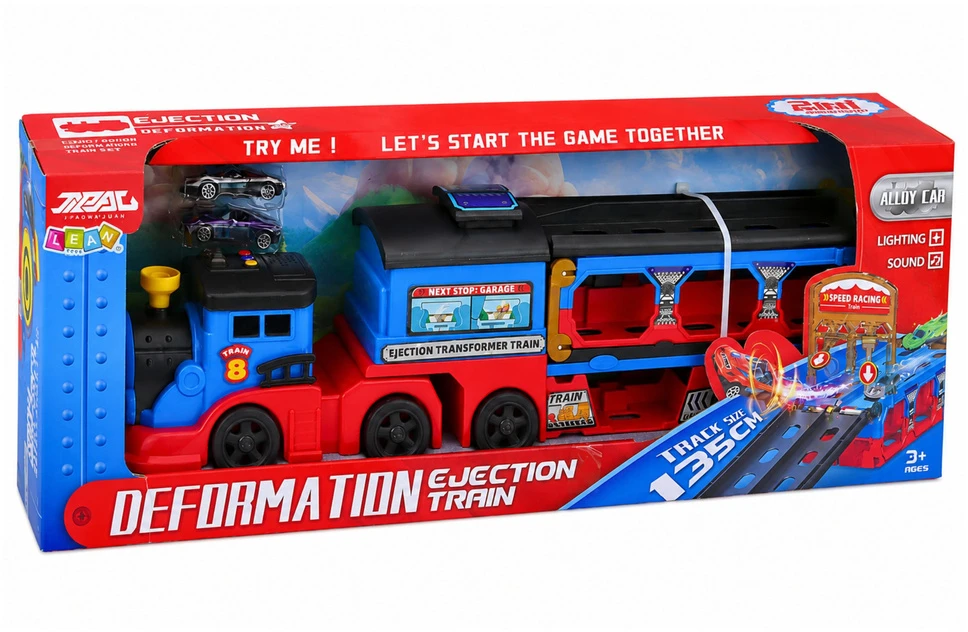 Lean Toys Lokomotyvas-transporteris 133 cm 2 vnt.