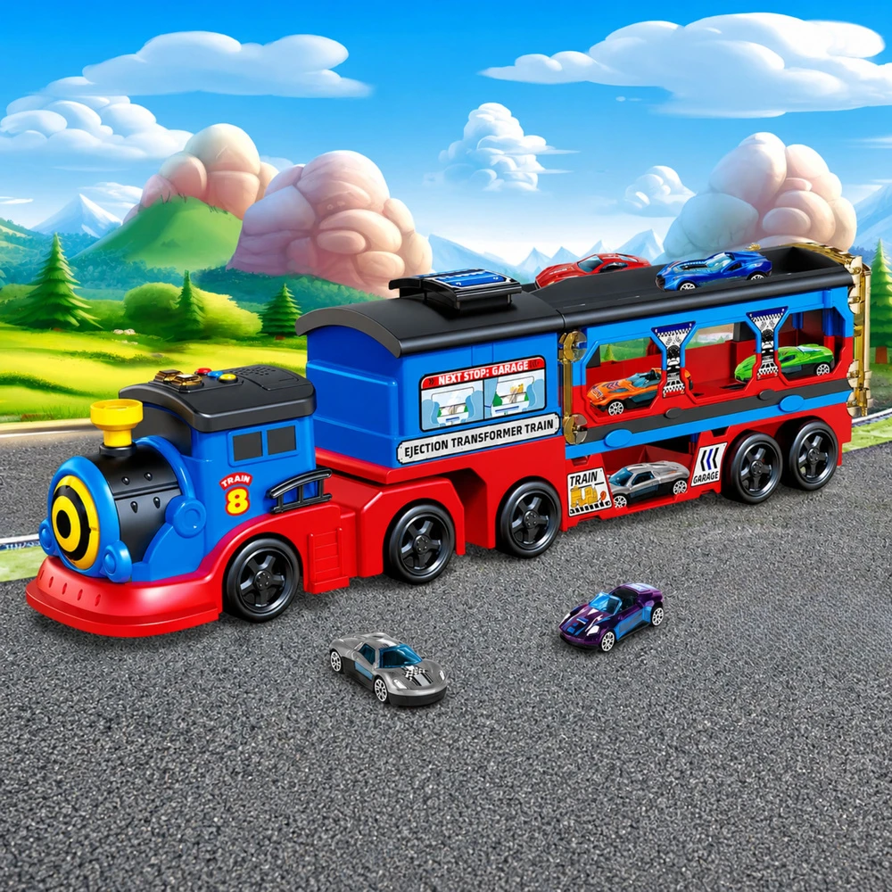 Lean Toys Lokomotyvas-transporteris 133 cm 2 vnt.