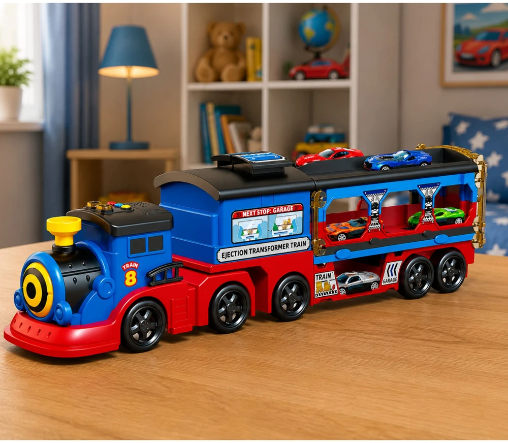 Lean Toys Lokomotyvas-transporteris 133 cm 2 vnt.