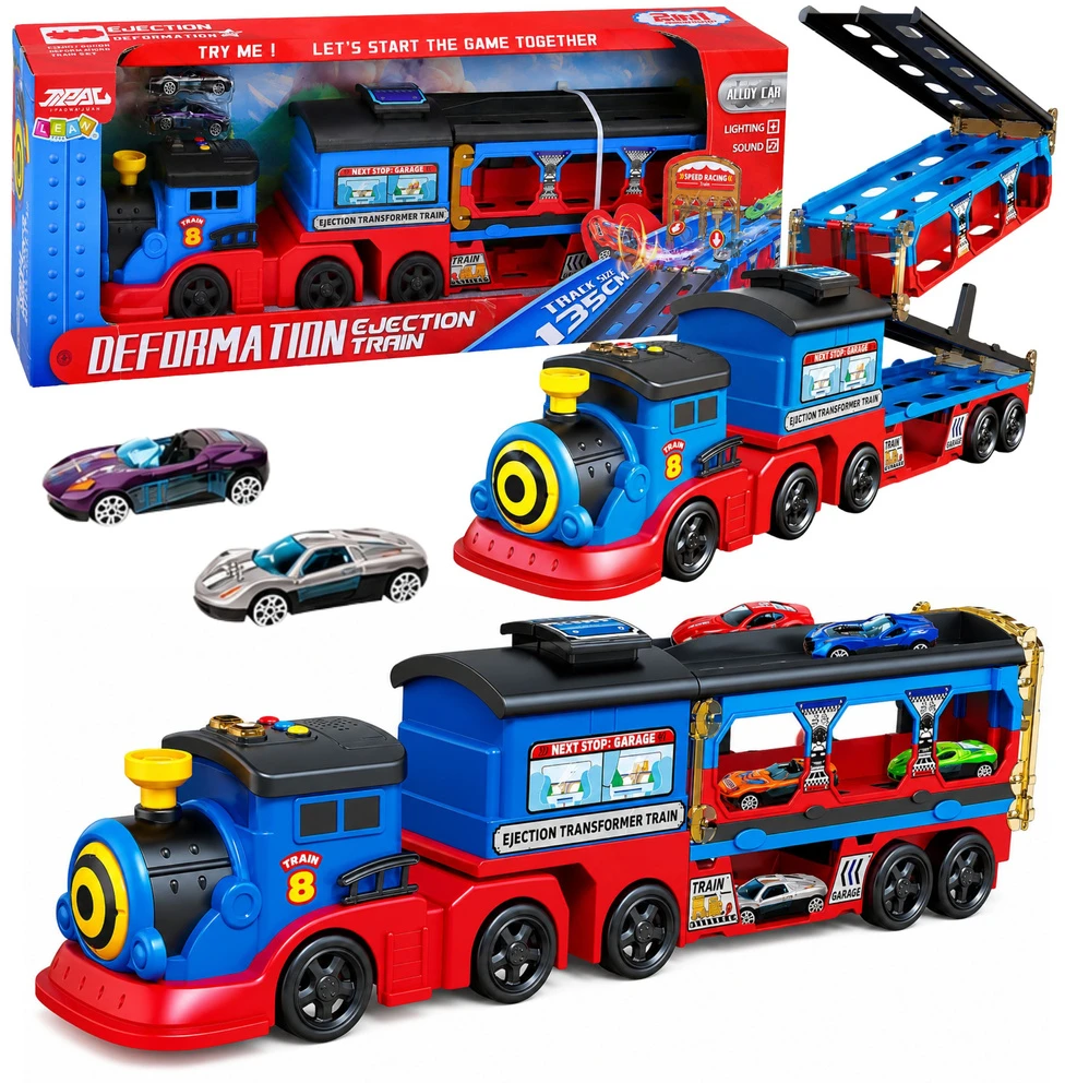 Lean Toys Lokomotyvas-transporteris 133 cm 2 vnt.