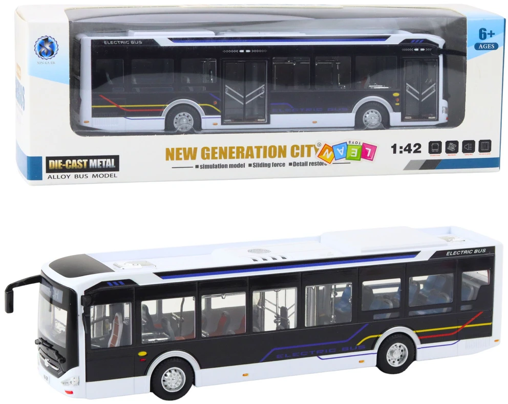 Lean Toys Metalinis miesto autobusas 1:42 su šviesomis ir garsais
